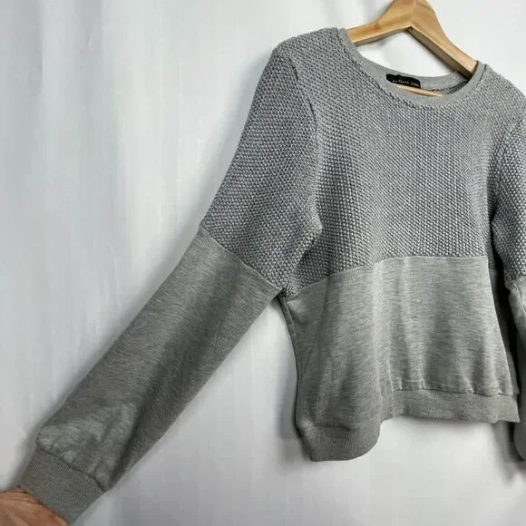 Endless Rose Cropped Sweater Size M Heathered Gray Mixed Material Knit - Picture 11 of 11